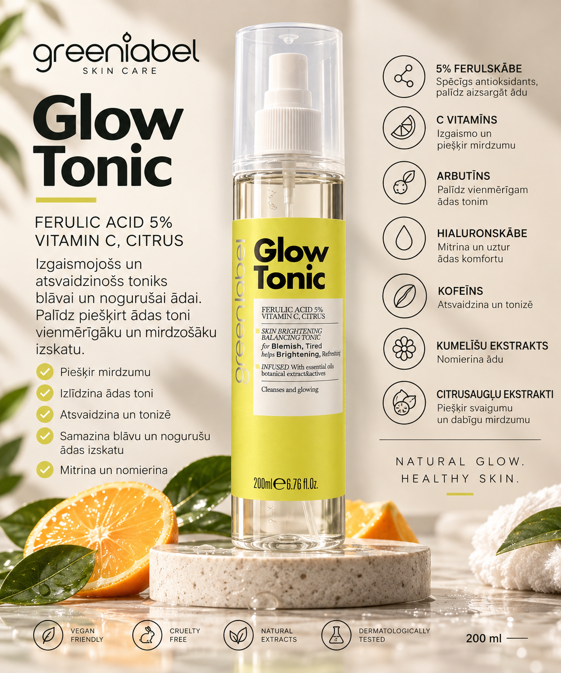 Izgaismojošs toniks ar 5% ferulskābi un C vitamīnu, 200 ml